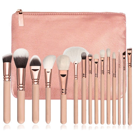 15pcs Pink Makeup Brushes Set