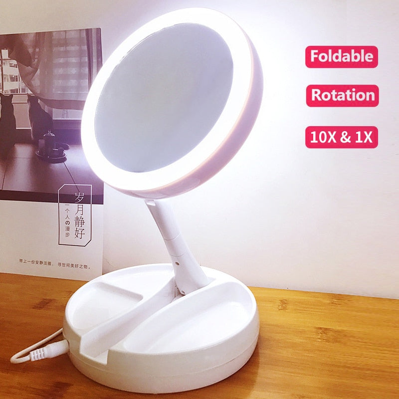 Folding 10x Magnification Makeup Mirror
